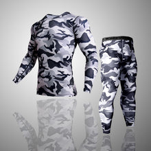 Load image into Gallery viewer, 2 Piece Tracksuit Men Compression MMA Long sleeve t shirt Rashgard kit Camouflage  Sweatshirt+leggings Fitness Thermal underwear