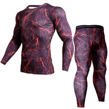 Load image into Gallery viewer, 2 Piece Tracksuit Men Compression MMA Long sleeve t shirt Rashgard kit Camouflage  Sweatshirt+leggings Fitness Thermal underwear