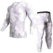 Load image into Gallery viewer, 2 Piece Tracksuit Men Compression MMA Long sleeve t shirt Rashgard kit Camouflage  Sweatshirt+leggings Fitness Thermal underwear