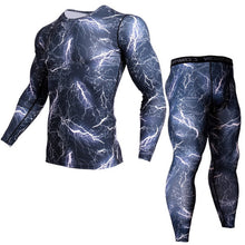 Load image into Gallery viewer, 2 Piece Tracksuit Men Compression MMA Long sleeve t shirt Rashgard kit Camouflage  Sweatshirt+leggings Fitness Thermal underwear