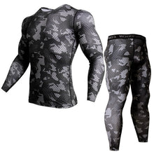 Load image into Gallery viewer, 2 Piece Tracksuit Men Compression MMA Long sleeve t shirt Rashgard kit Camouflage  Sweatshirt+leggings Fitness Thermal underwear